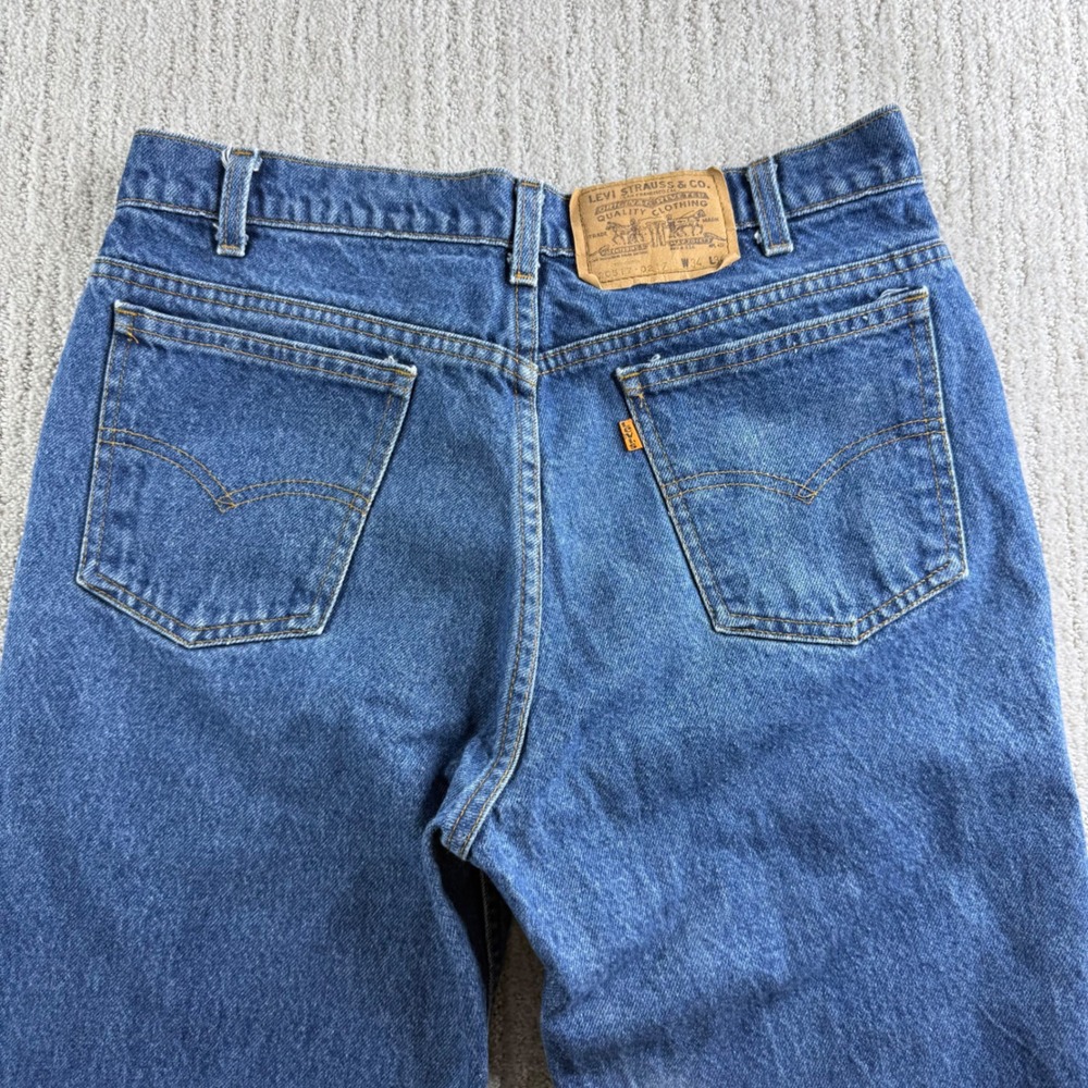 Vintage Levis 517 Orange Tab Jeans 34x34 (Fits 32x34) Mens Bootcut Blue Denim - Picture 10 of 10